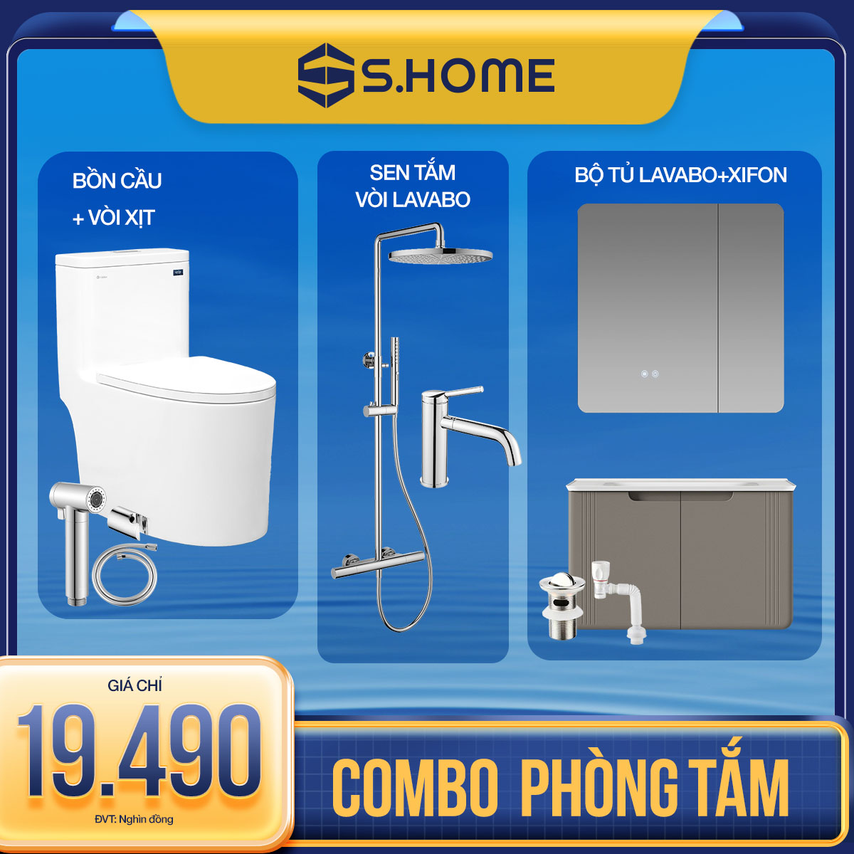 Combo Thiết Bị Vệ Sinh Ấn Tượng 19.490K